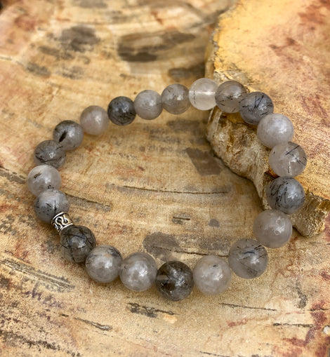 Black Tourmaline Quartz Stretch Bracelet! Natural Crystals & Handmade!